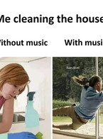 Cleaning with and without music - poza demo