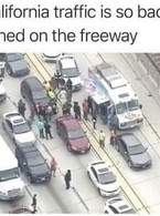 Only in California trafic is so bad a taco truck - poza demo