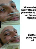 When a day of heavy lifting leaves you unable to - poza demo