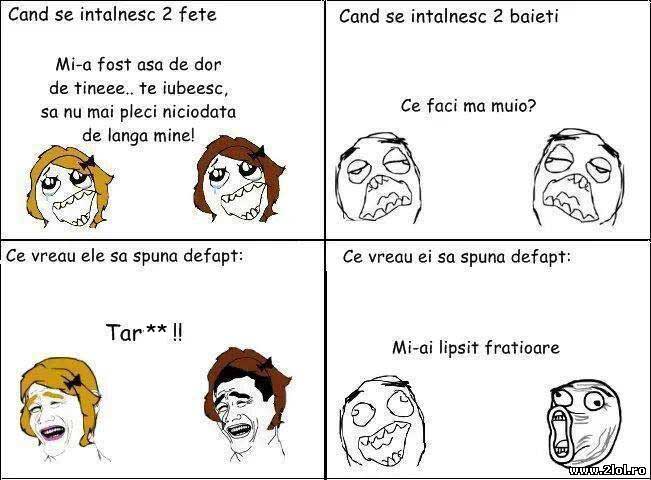 Când se revăd 2 fete și 2 băieți | poze haioase