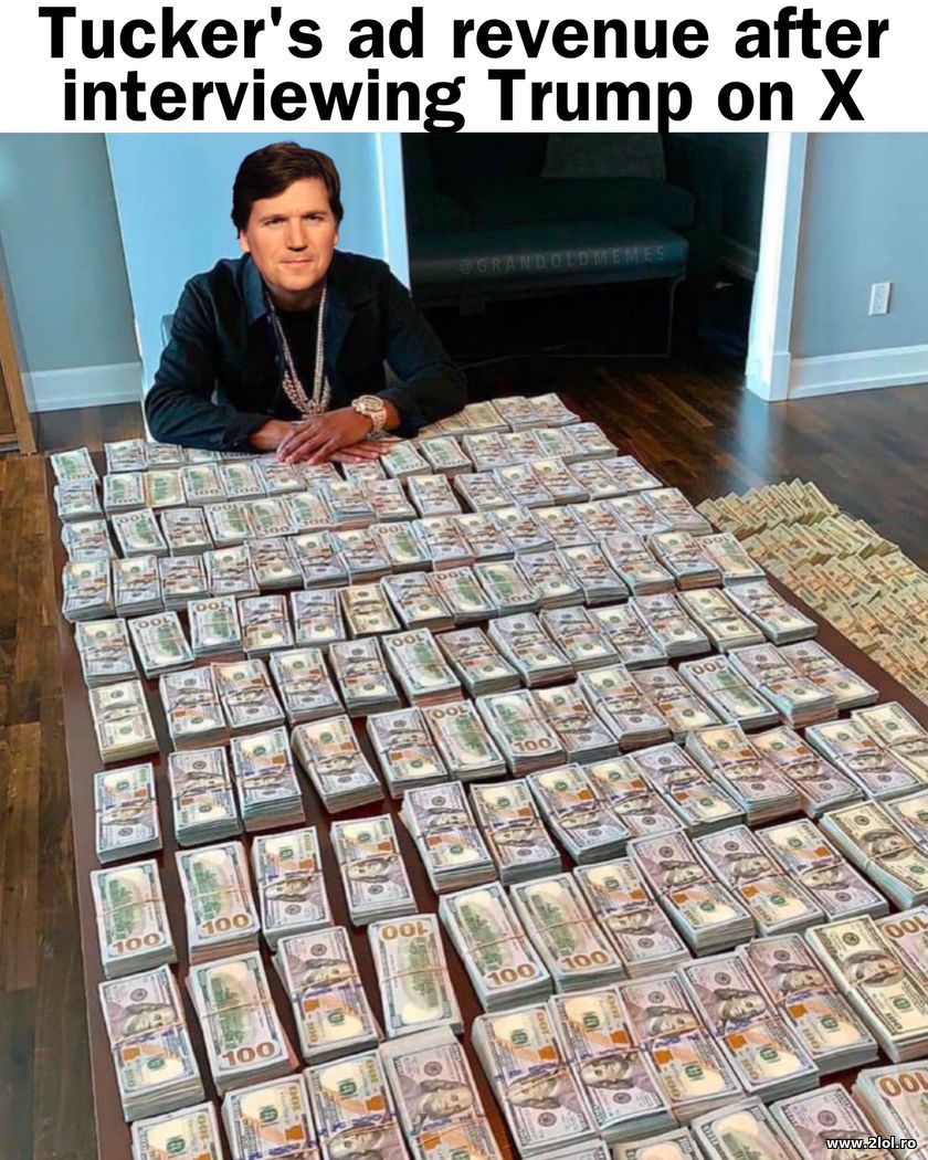 Tucker's ad revenue after interviewing Trump on X | poze haioase
