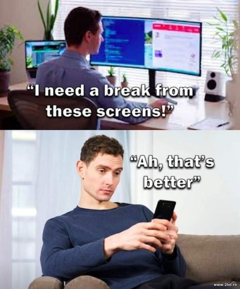 I need a break from these screens | poze haioase