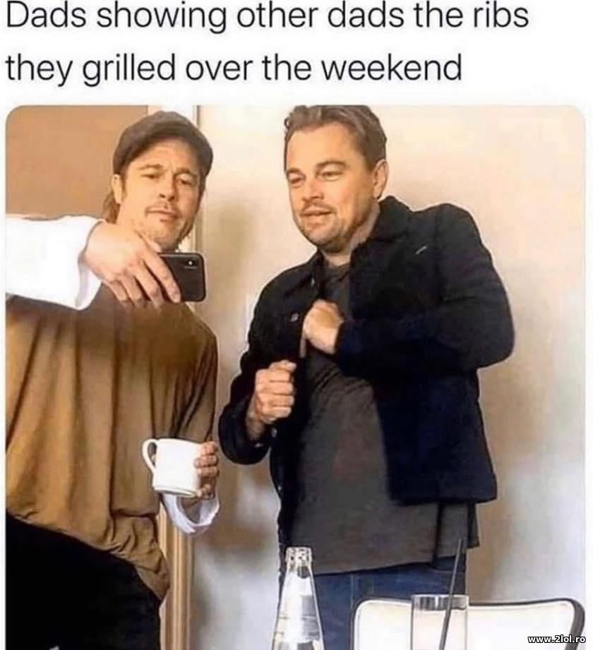 Dads showing other dads the ribs they grilled | poze haioase