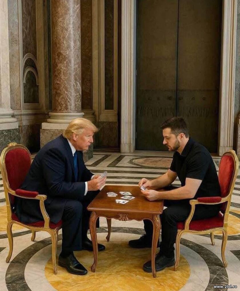 Trump si Zelensky jucand carti | poze haioase