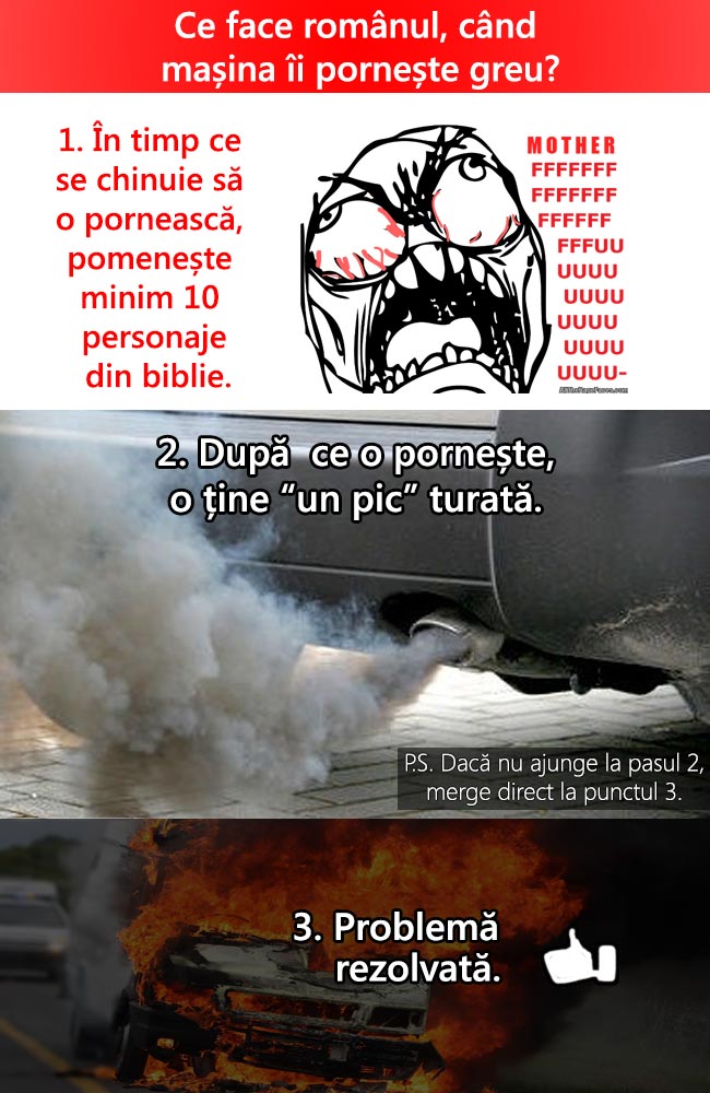 Când românul are probleme cu mașina | poze haioase