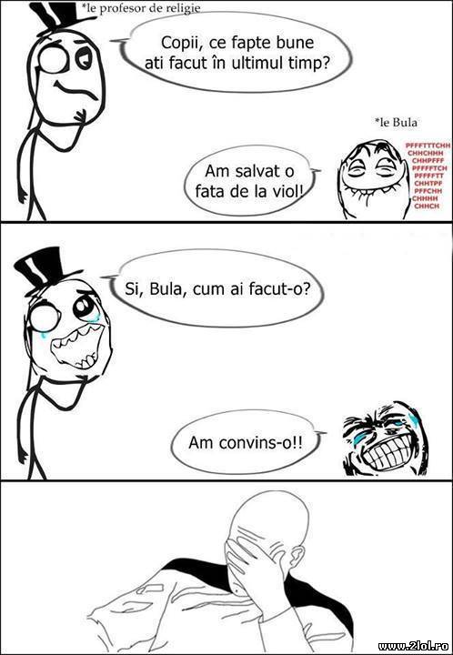 Bulă la ora de religie: fata salvată de la viol poze haioase
