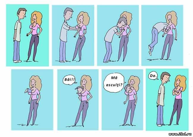 Bărbatul, când vorbeşte cu o femeie cu sânii mari poze haioase