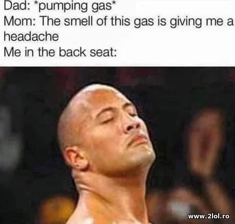 Dad pumping gas. Me in the back seat poze haioase