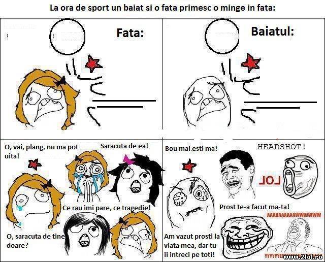 Când o fată sau un băiat primeste o minge în faţă poze haioase