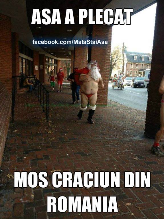 Moș Crăciun, la plecarea din România poze haioase