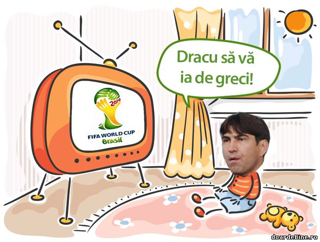 Pițurcă e cu ochii pe Mondialul din Brazilia poze haioase