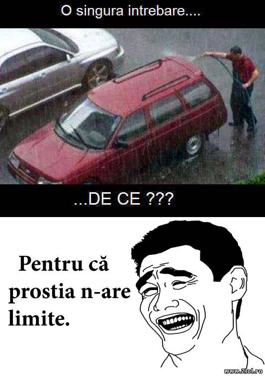 Un adevărat geniu, îşi spală maşina în timp ce poze haioase
