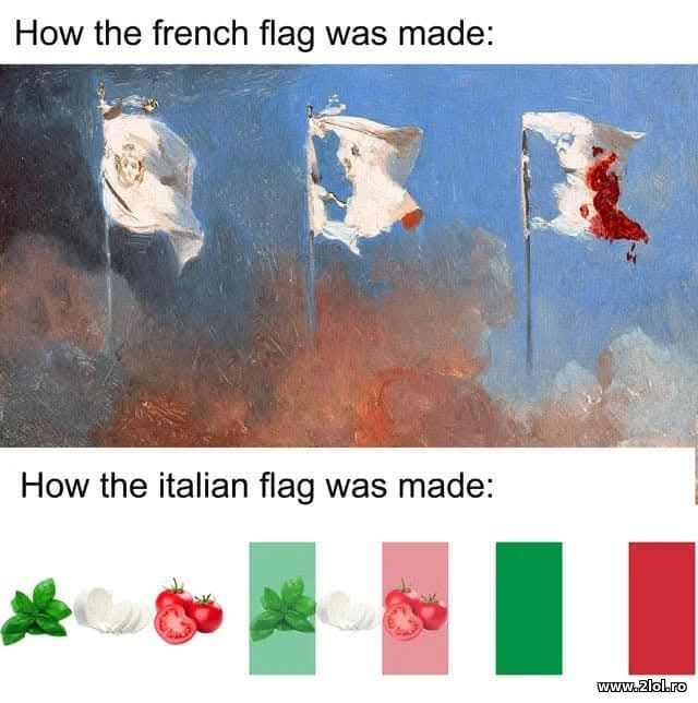 French and Italian flags poze haioase
