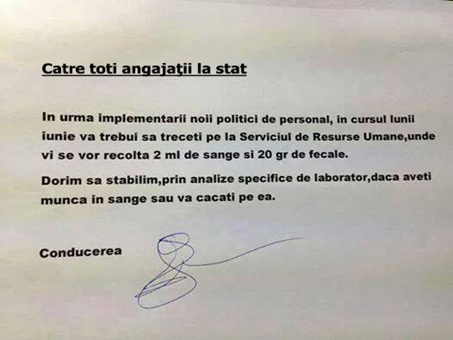 Către toţi angajaţii "la stat" poze haioase