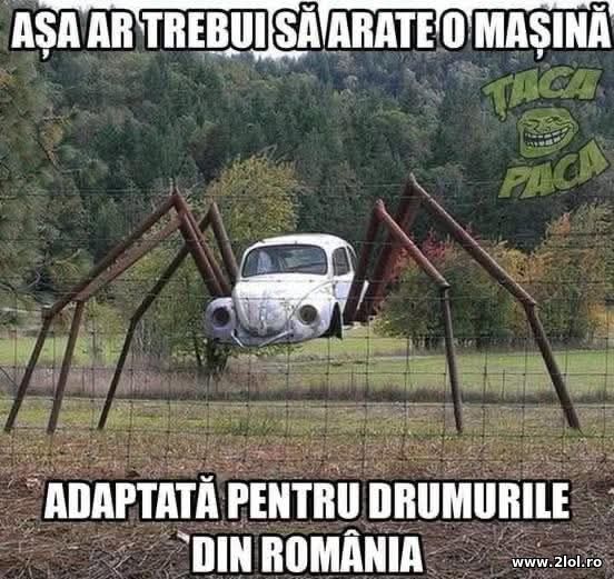 Masina adaptata pentru drumurile din Romania poze haioase