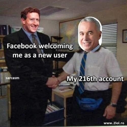 Facebook welcoming me as a new user - Calin George poze haioase
