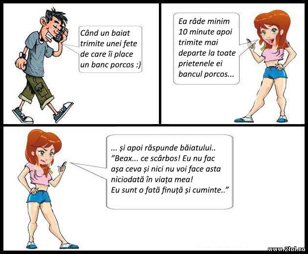 Când un băiat trimite unei fete un  banc porcos poze haioase