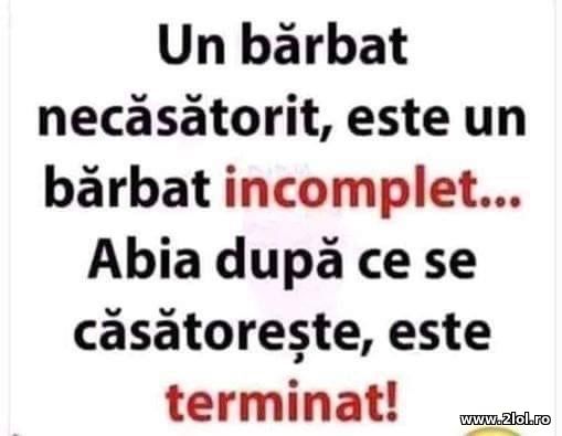 Un barbat necasatorit este incomplet poze haioase