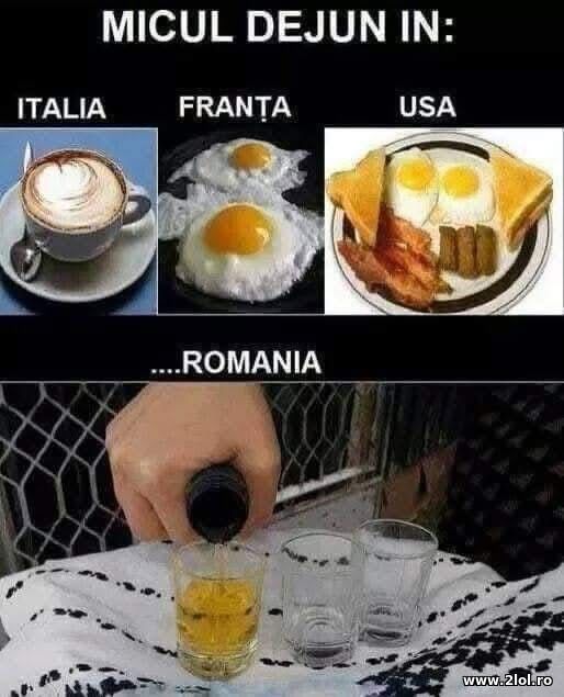 Micul dejun in Italia, Ftanta, SUA, Romania poze haioase