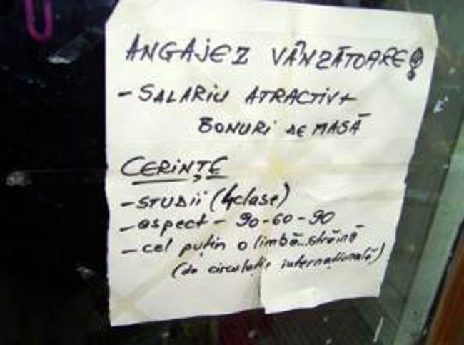 Anunț de angajat vânzătoare poze haioase