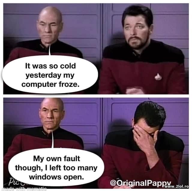 It was so cold yesterday my computer froze poze haioase