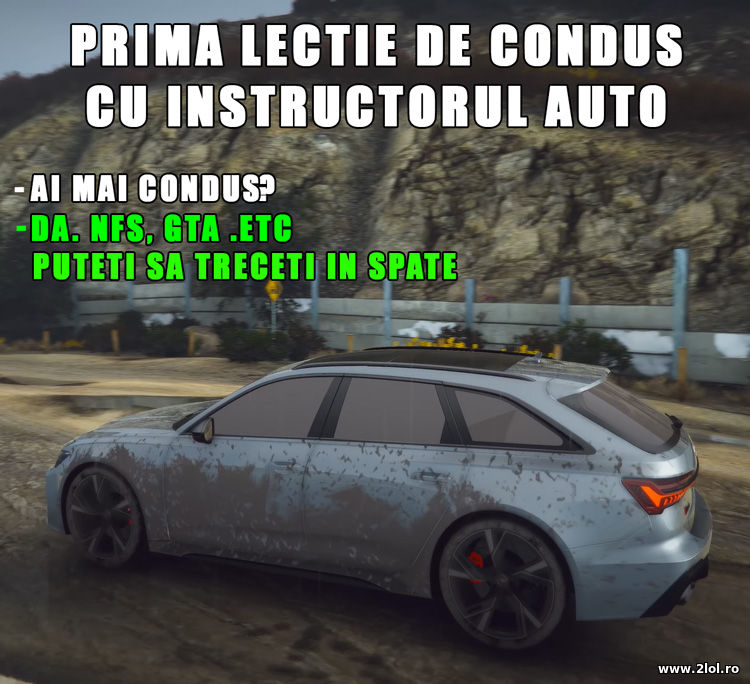 Prima lectie de condus cu instructorul auto | poze haioase