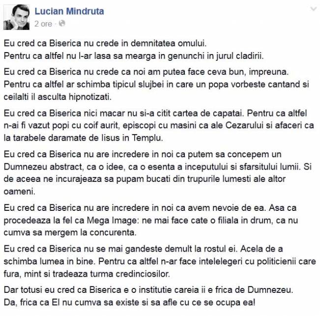 Lucian Mîndruță, despre biserică | poze haioase