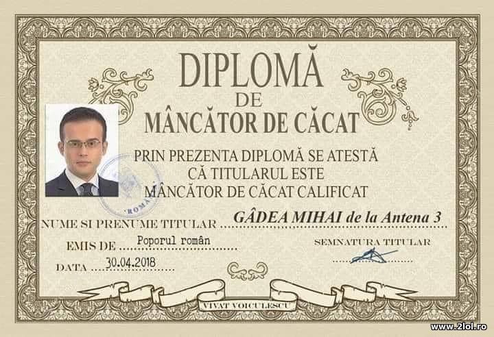 Diploma de mancator de cacat - Gadea Mihai | poze haioase