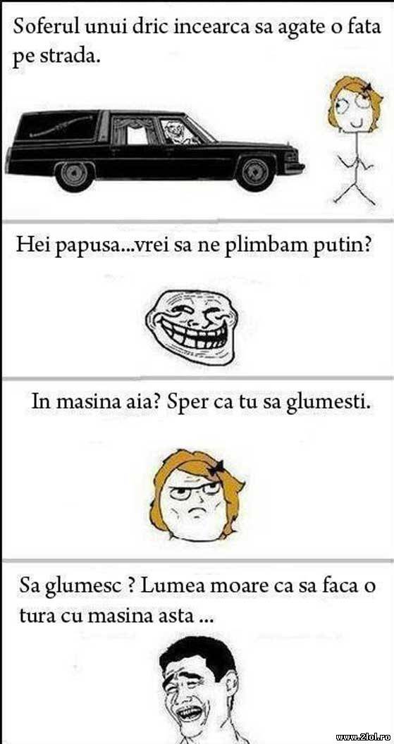 Șoferul unui dric încearcă să agațe o fată | poze haioase