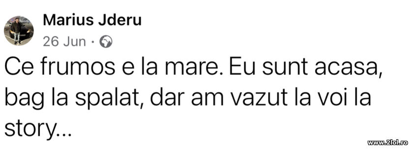 Ce frumos e la mare. Eu sunt acasa, bag la spalat | poze haioase