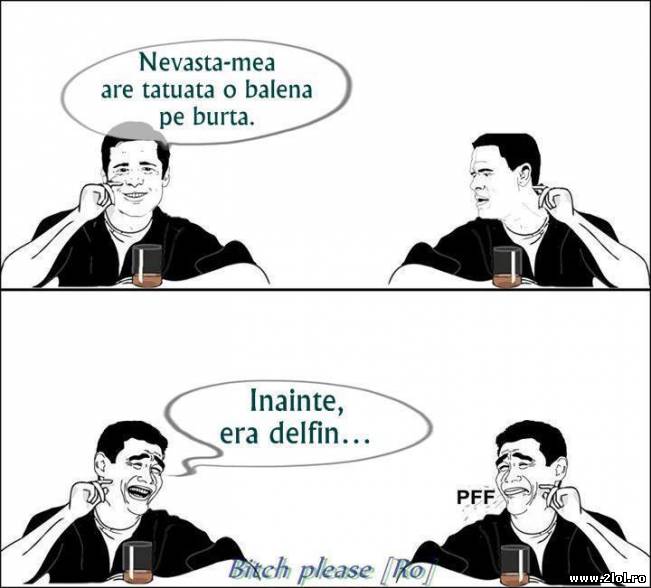 Nevastă-mea are tatuată o balenă pe burtă | poze haioase