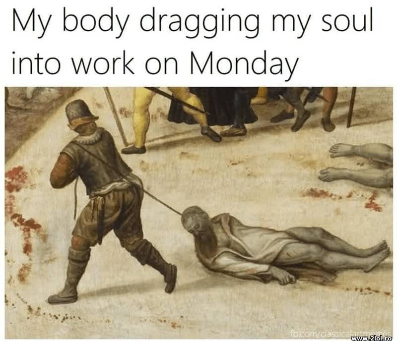 My body dragging my soul into work on Monday | poze haioase