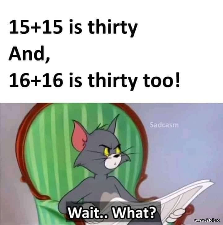 15 + 15 is thirty and 16 + 16 is thirty too | poze haioase