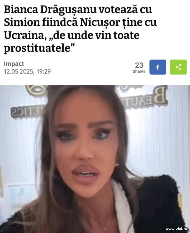 Bianca Dragusanu nu voteaza cu Nicusor | poze haioase