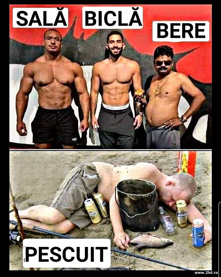 Sala, bicicleta, bere si pescuit | poze haioase