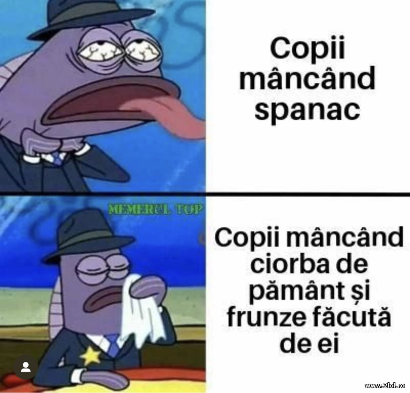 Copii mancand spanac si ciorba de pamant si frunze | poze haioase