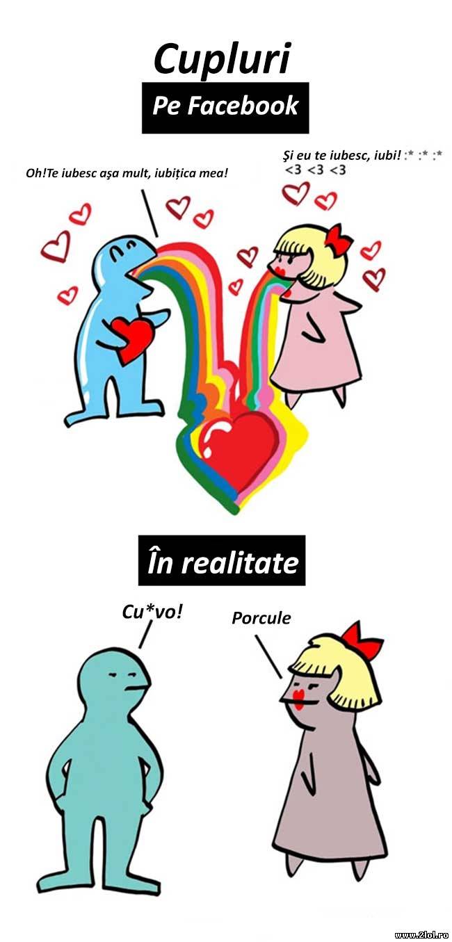 Cuplurile pe facebook şi în realitate | poze haioase