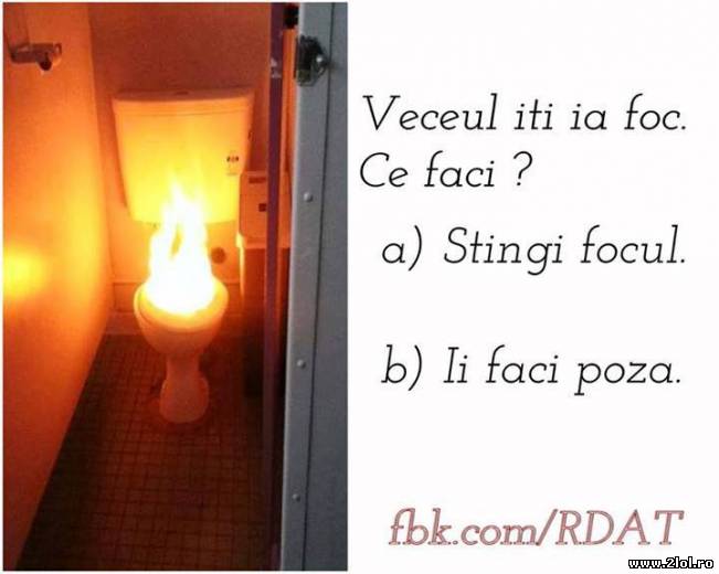 Ce faci atunci când wc-ul îți ia foc? | poze haioase