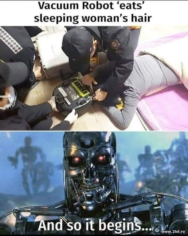 Vacuum robot eats woman's hair | poze haioase