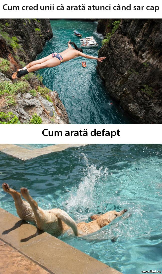 Cum cred că arată când sar cap | poze haioase