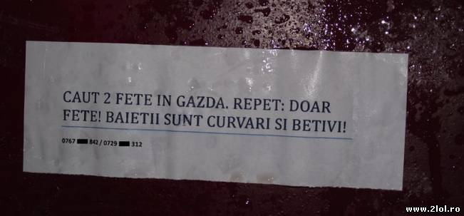 De ce nu vrea băieţi în gazdă | poze haioase