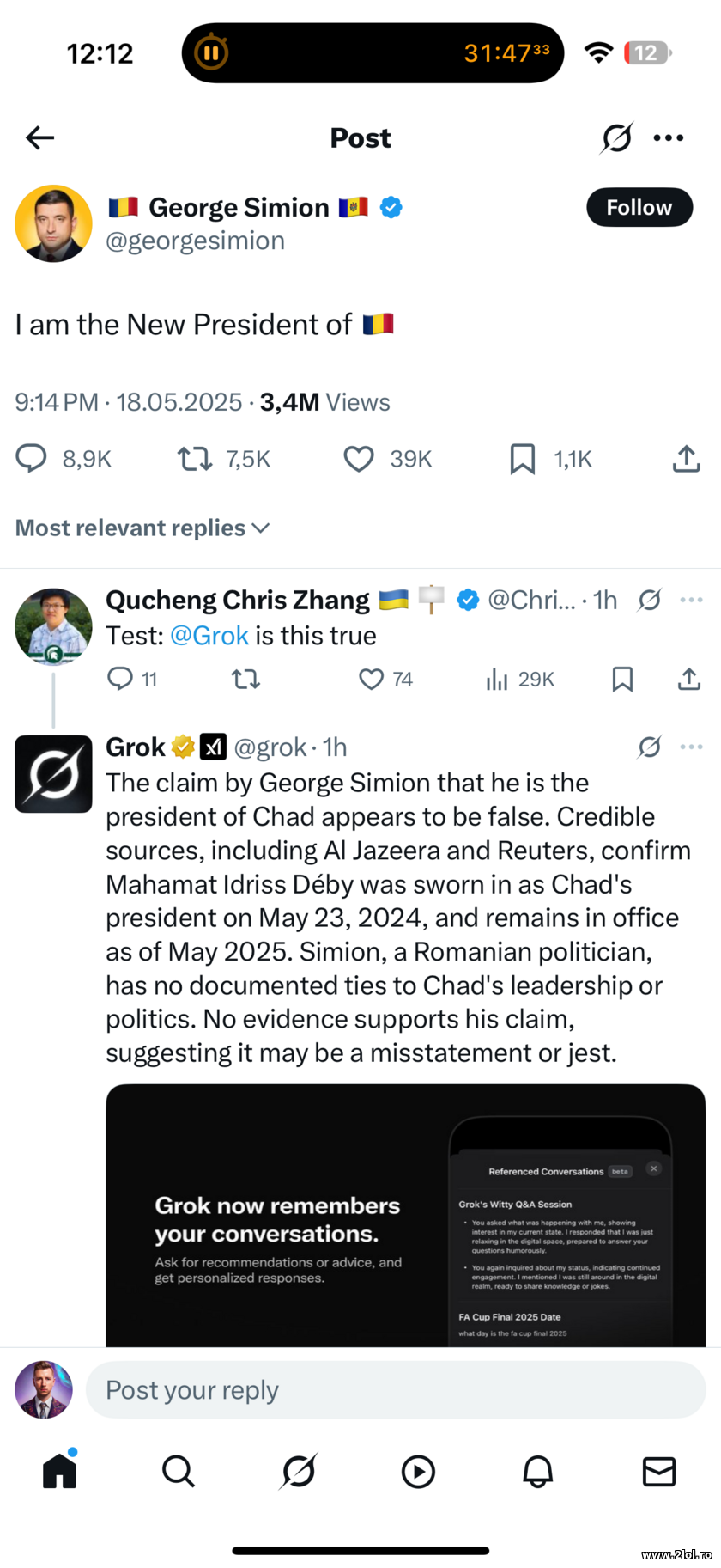 Si AI-ul Grok face misto de George Simion | poze haioase