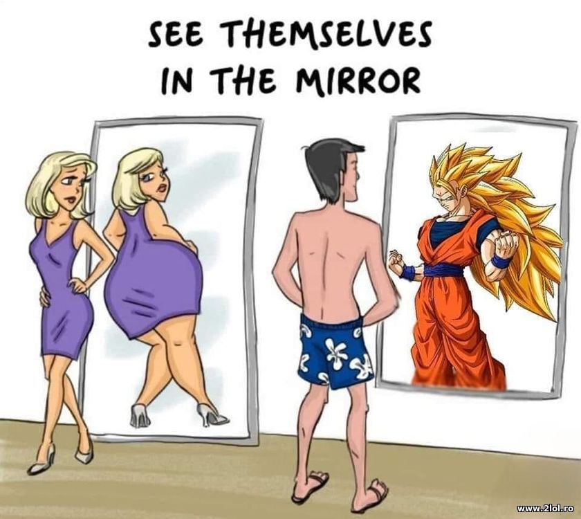 How men and women see themselves in the mirror | poze haioase