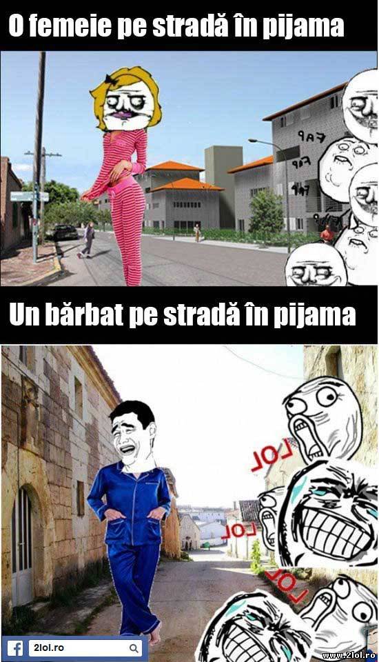 Când o femeie și un bărbat ies pe stradă în pijama | poze haioase