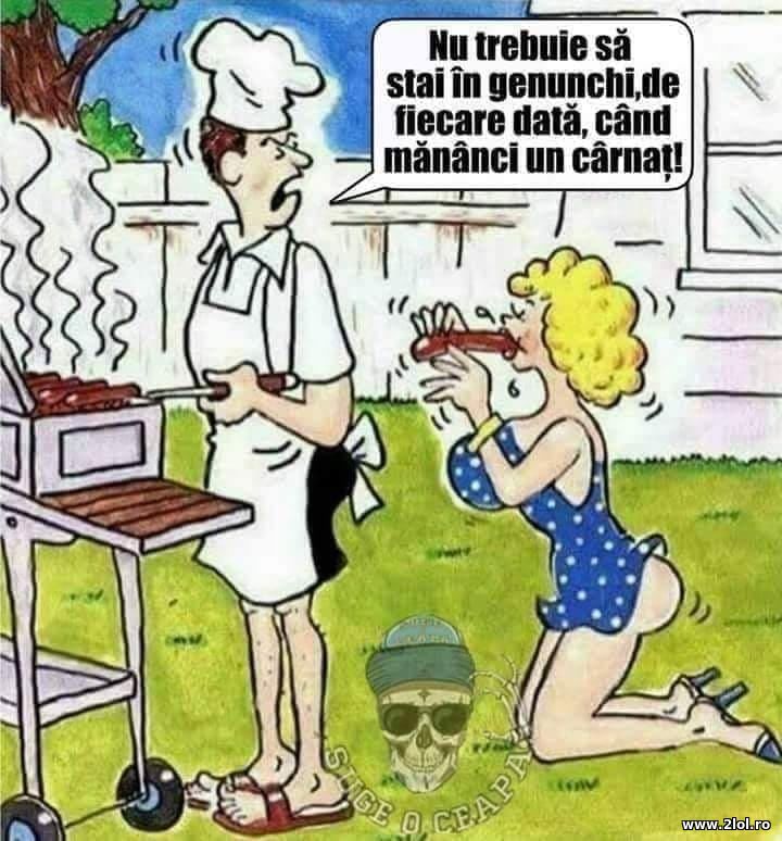 Nu trebuie sa stai in genunchi cand mananci | poze haioase