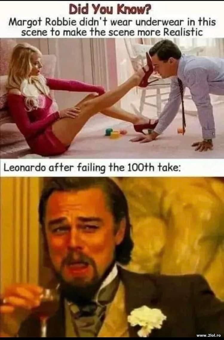 Leonardo Dicaprio after falling the 100th take | poze haioase