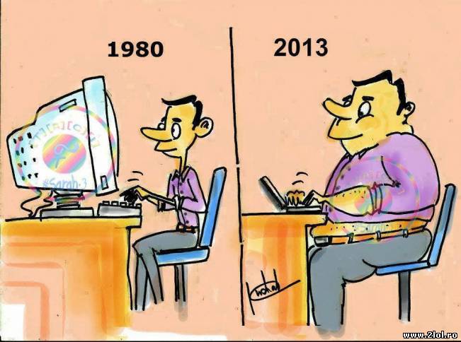 Oamenii si calculatorul, anul  1980 vs anul 2013 | poze haioase